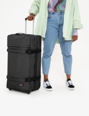 Eastpak Black Transit'r Large Woven Suitcase 85cm In Black