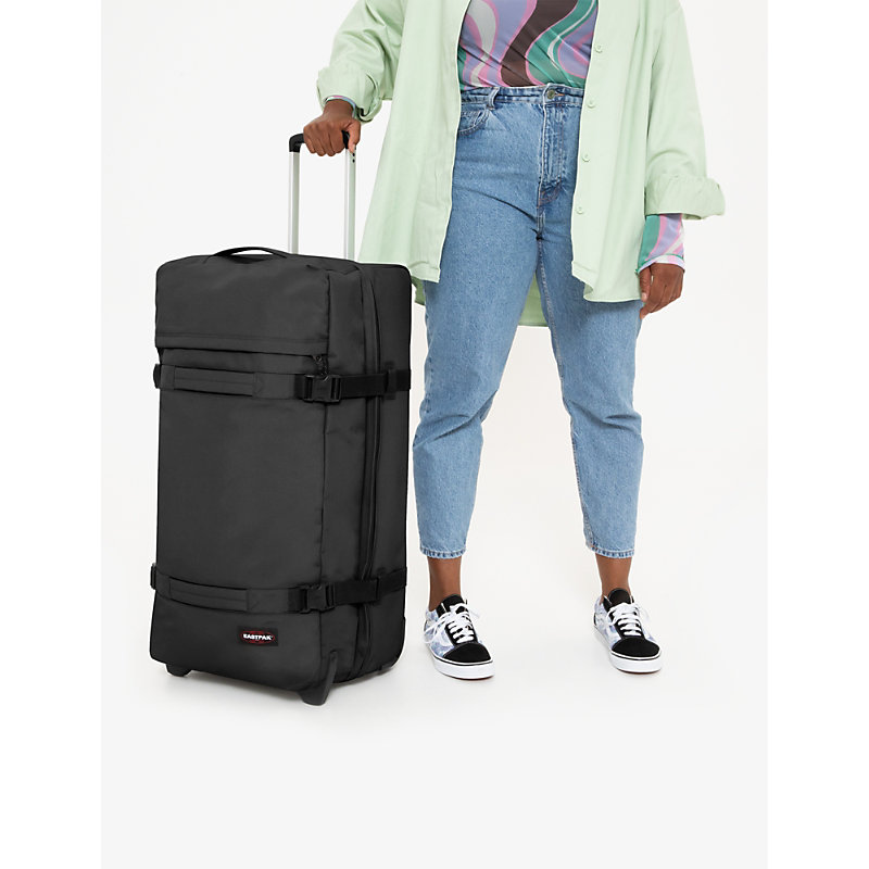 Shop Eastpak Transit'r Large Woven Suitcase 85cm In Black