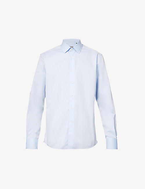 CORNELIANI: Regular-fit cutaway-collar cotton shirt