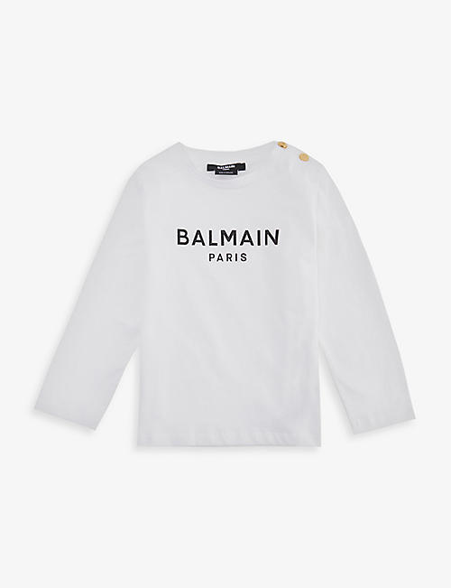 BALMAIN: Logo-print long-sleeve cotton-jersey T-shirt 3-36 months