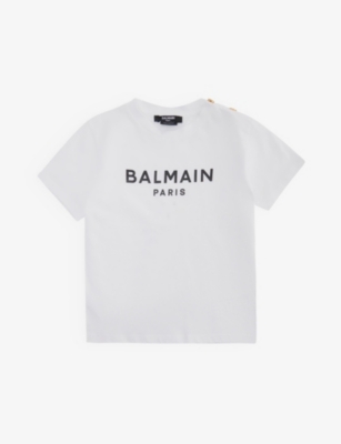 Balmain White Cotton Logo Baby T-shirt In White