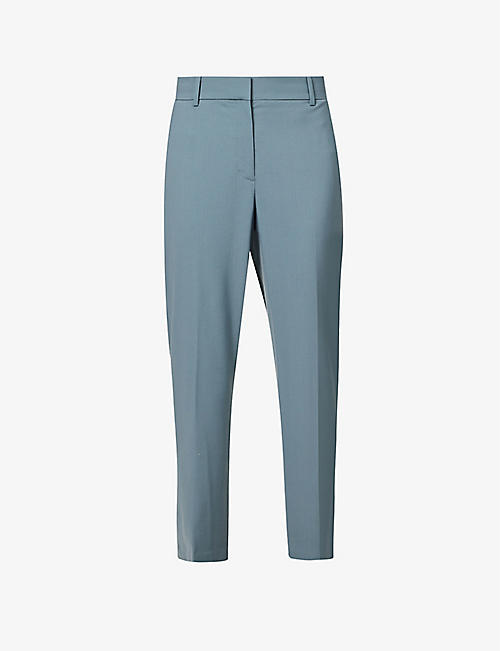 THEORY: Treeca high-rise straight-leg wool-blend trousers