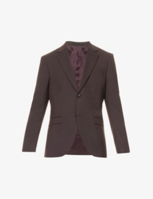 TIGER OF SWEDEN TIGER OF SWEDEN MENS DEEP WINE JAMONTE SINGLE-BREASTED PADDED-SHOULDER WOOL-BLEND JACKET 62912557