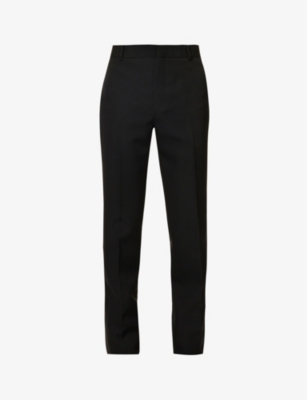 ALEXANDER MCQUEEN SIDE-STRIPE STRAIGHT-LEG MID-RISE WOOL TROUSERS,62917187