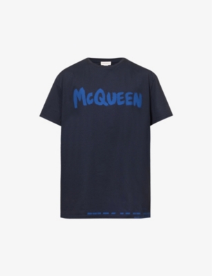 Alexander Mcqueen Mcqueen Graffiti T-shirt In Nvy/cobalt