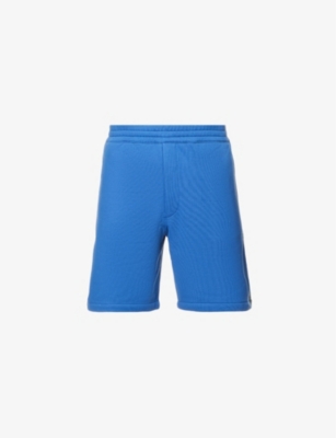 Alexander Mcqueen Logo-tape Cotton Track Shorts In Cobalt/mix