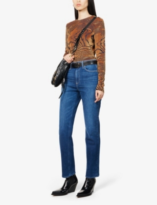 PAIGE: Noella straight-leg high-rise stretch denim jeans