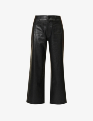PAIGE ANESSA WIDE-LEG MID-RISE FAUX-LEATHER TROUSERS,62924192