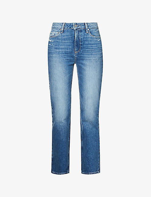 PAIGE: Sarah straight-leg high-rise stretch-organic denim jeans
