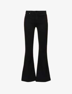 Paige Leenah High-waist Flared Jeans In Black Shadow