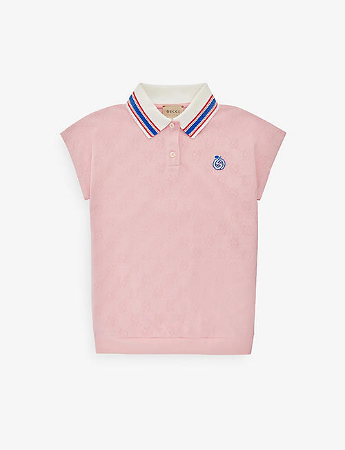 GUCCI: Monogram-embroidered cotton polo shirt 6-12 years