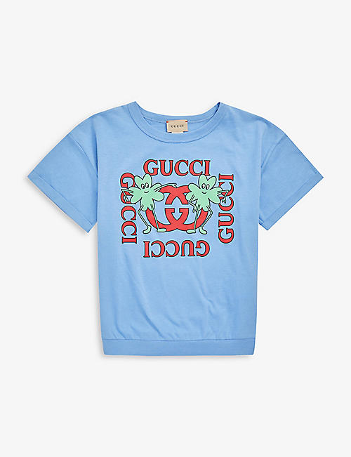GUCCI: Graphic logo-print cotton-jersey T-shirt 4-12 years