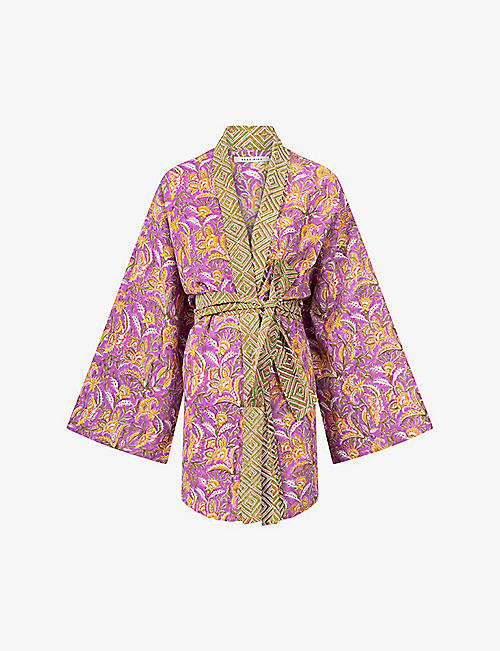 ANNA + NINA: Bed of Flowers motif-print organic-cotton kimono