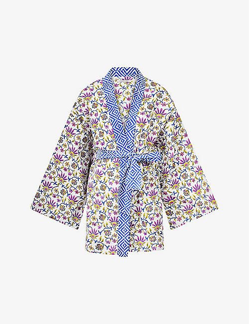 ANNA + NINA: Wallflower motif-print organic-cotton kimono