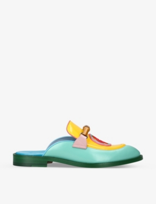 CASABLANCA: Memphis monogram-embellished leather backless mules