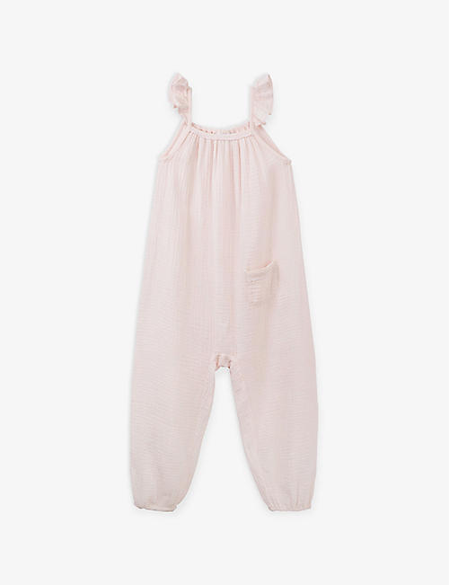 THE LITTLE WHITE COMPANY: Lace-trim elasticated-top cotton jumpsuit 18 months-6 years