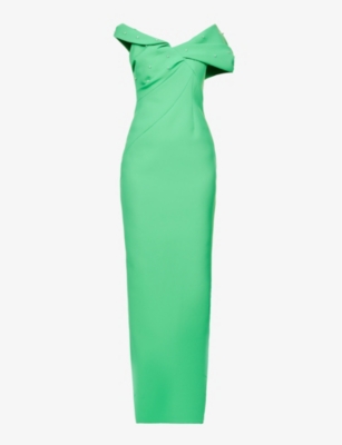 RACHEL GILBERT - Matteo bead-embellished stretch-woven gown ...