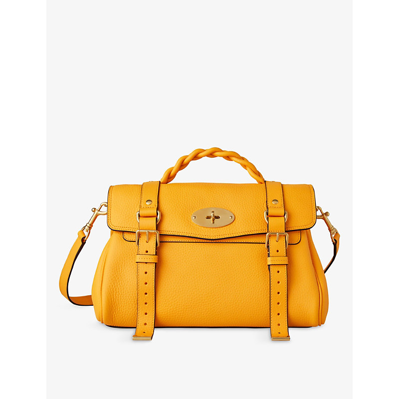 Mulberry Womens Double Yellow Alexa Grained-leather Satchel Bag