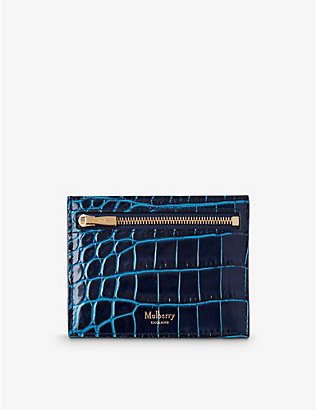 MULBERRY: Croc-embossed leather card holder