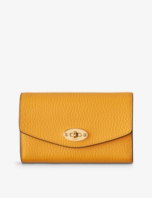 Mulberry Womens Double Yellow Darley Medium Grained Leather Wallet