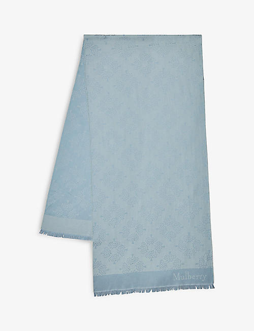 MULBERRY: Tree-print silk and organic-cotton-blend scarf