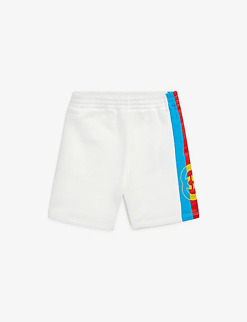 GUCCI: Logo-print side-stripe cotton-jersey shorts 9-36 months