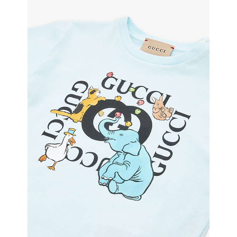 Gucci Babies' Animal Logo Cotton-jersey T-shirt 3-36 Months In Wintery  Night Sky/mx | ModeSens