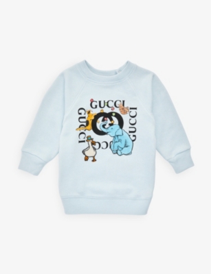 Gucci Babies' Graphic-print Cotton-jersey Sweatshirt 6-36 Months In Cielo/multicolor