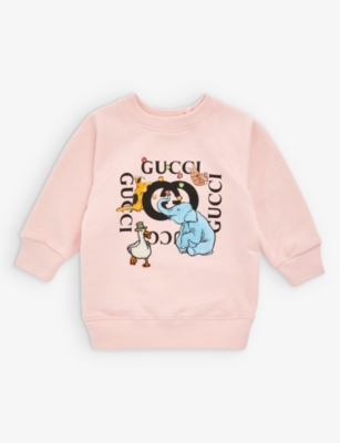 GUCCI GUCCI SMOOTH PINK/MC ANIMAL LOGO COTTON-JERSEY SWEATSHIRT 3-36 MONTHS,62979178