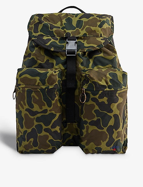 BARBOUR: Barbour x Noah camouflage-pattern waxed-cotton backpack