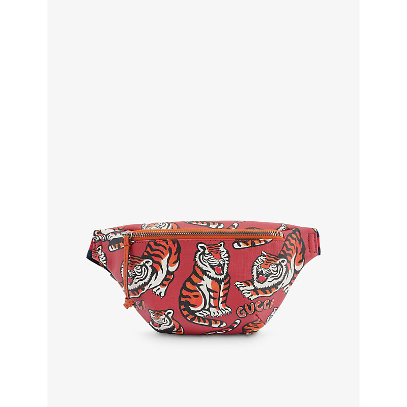 Gucci Kids' Tiger-print Belt Bag In Red Mul/dp Orang/brb