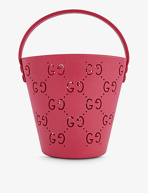 GUCCI: Kids cut out-logo rubber bucket bag