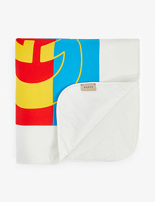 GUCCI: Logo-print padded cotton blanket 80cm x 80cm