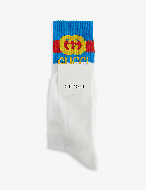 GUCCI：品牌标识棉混纺袜 8-12 岁