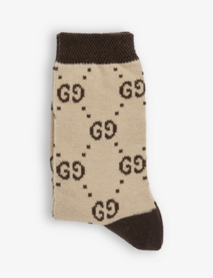 GUCCI: Monogram-weave cotton-blend socks 1-3 years