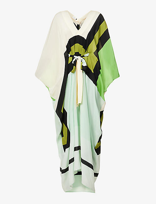 LOUISA PARRIS: The Capri geometric-print silk-crepe midi dress