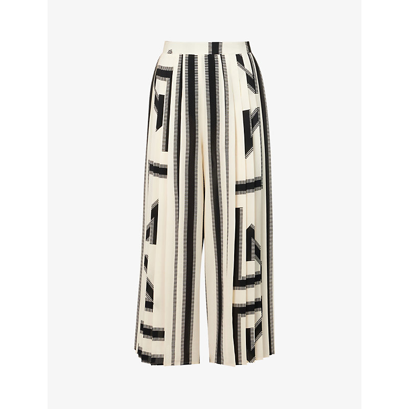 Louisa Parris Womens Renzo Penzance Wide-leg High-rise Silk Trousers