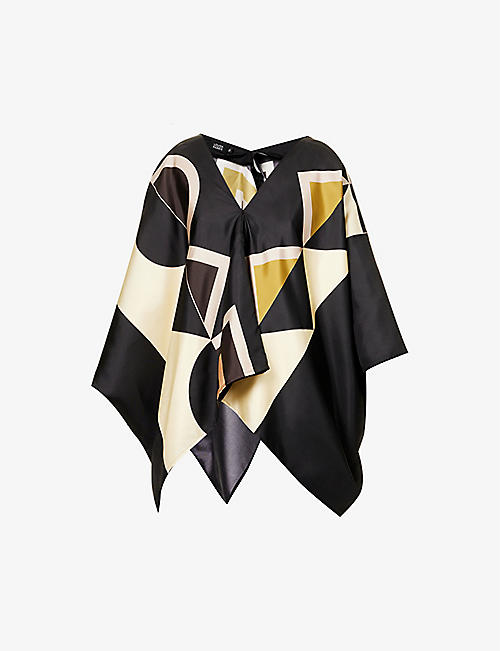 LOUISA PARRIS: The Majorca abstract-pattern silk-twill top