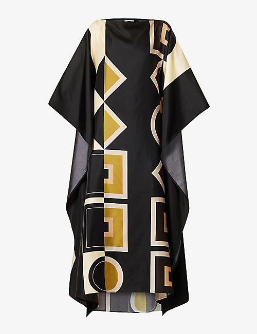 LOUISA PARRIS: The Long Scarf geometric-print silk maxi dress