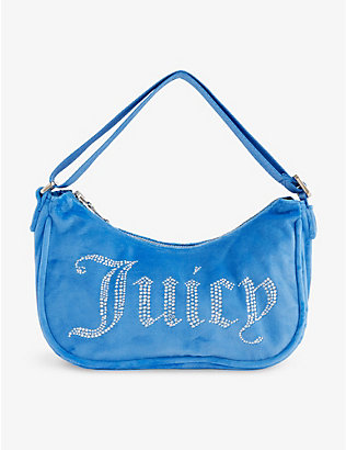 JUICY COUTURE: Darcie crystal-embellished velour shoulder bag