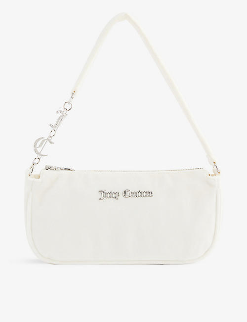JUICY COUTURE: Rhinestone-embellished velour shoulder bag