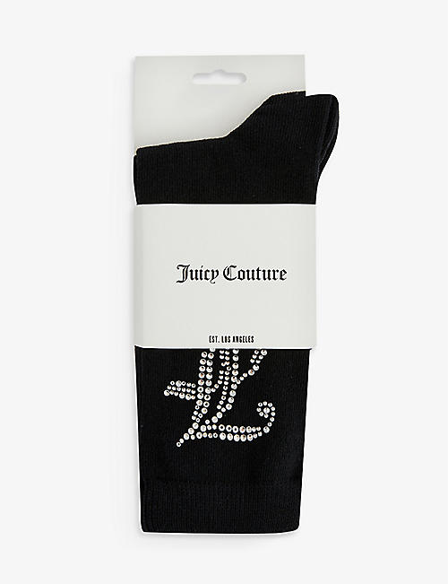 JUICY COUTURE: Logo diamante-embellished stretch-cotton blend socks