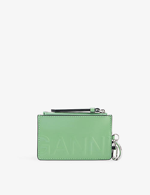 GANNI: Brand-embossed recycled-leather wallet