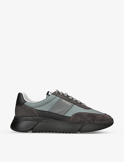 AXEL ARIGATO: Genesis Vintage Runner panelled recycled-polyester and leather-blend low-top trainers