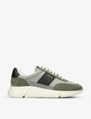 AXEL ARIGATO AXEL ARIGATO MENS DARK GREEN GENESIS VINTAGE RUNNER LEATHER AND RECYCLED POLYESTER TRAINERS,63027236