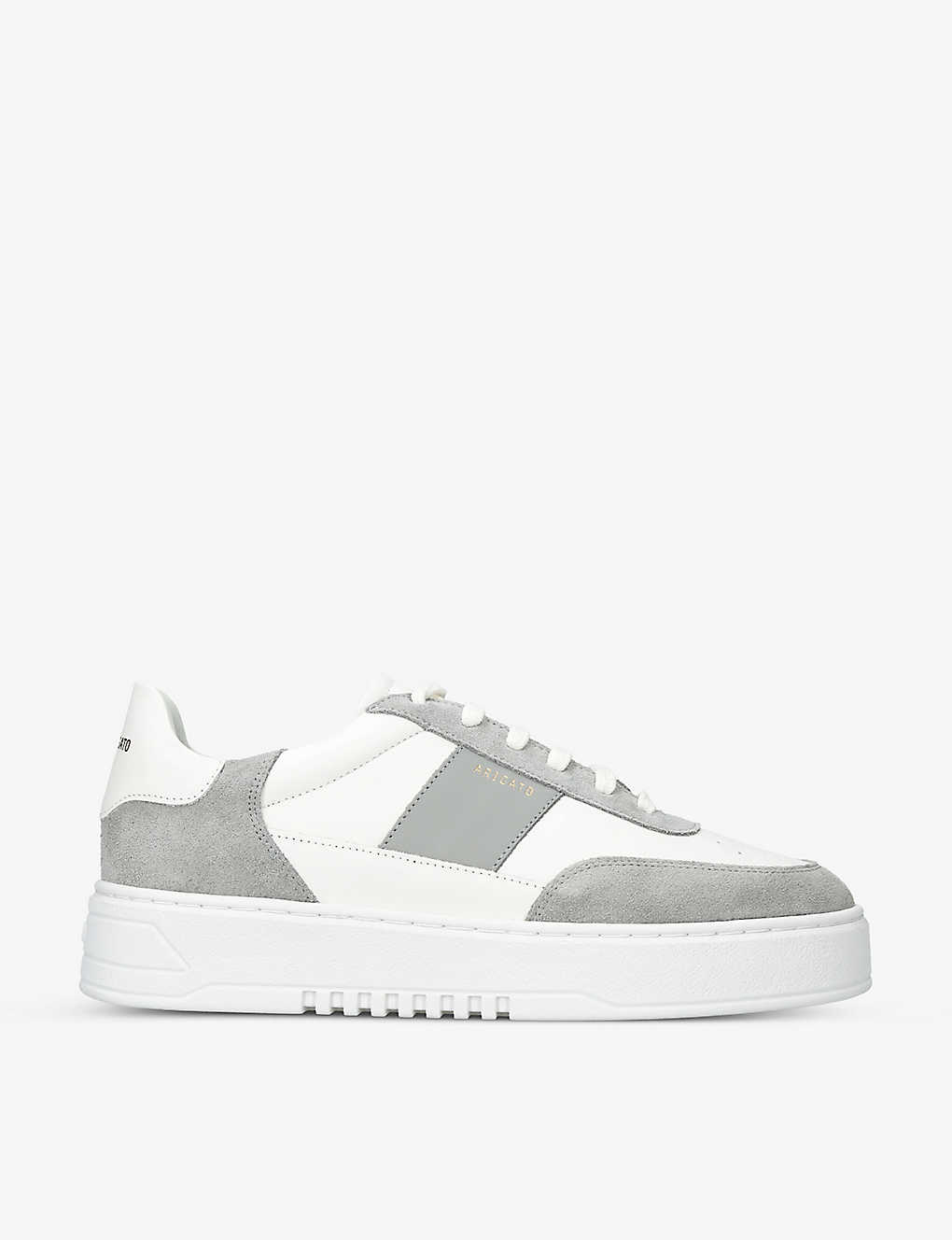 Shop Axel Arigato Mens White/comb Orbit Suede And Leather Platform Trainers