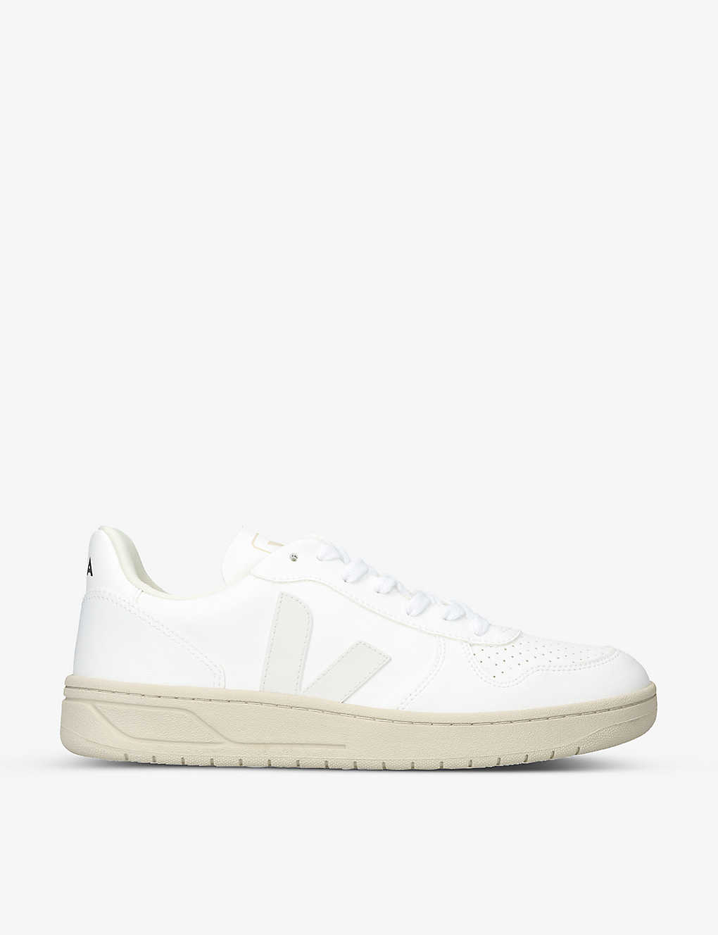 Veja V-10 Logo-embroidered Leather Low-top Trainers In White