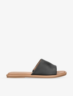 Kg Kurt Geiger Womens Black Rogan Padded Faux-leather Slides