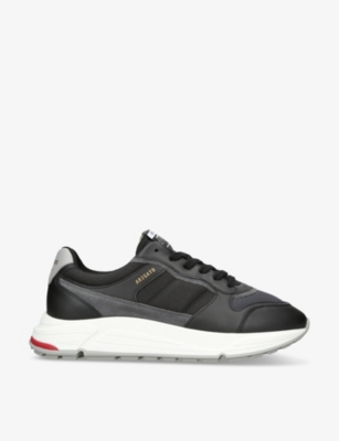 Axel Arigato Rush Leather And Woven Trainers In Blk/grey