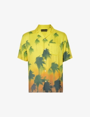 ALLSAINTS ALLSAINTS MENS TEQUILA YELLOW ISLAND TROPICAL-PRINT RELAXED-FIT WOVEN SHIRT,63084147